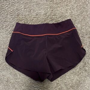 Athleta Women's Athletic Shorts in Purple with Orange Trim